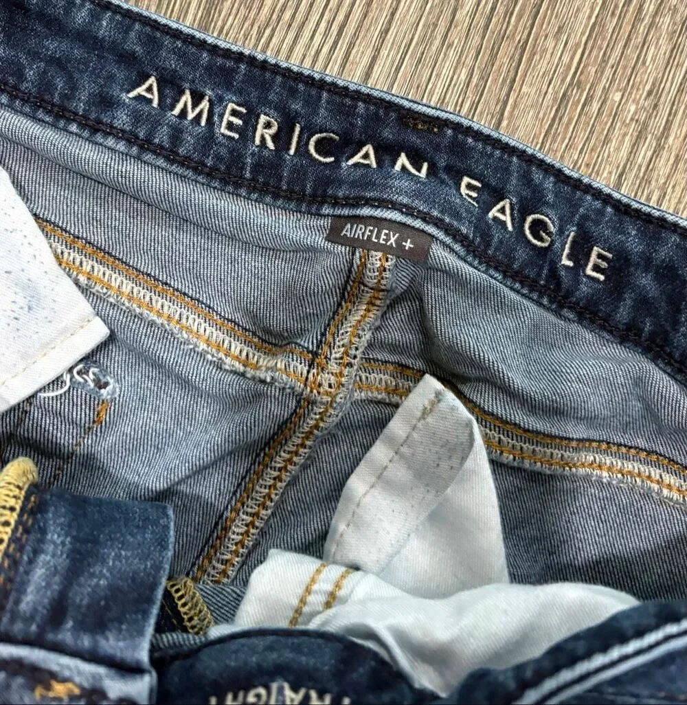 American Eagle Outfitters Men's Airflex+ Straight Jeans Blue Denim Size 32x32